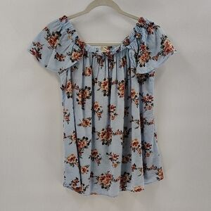 143 Story By Line Up Blouse Size Small Floral Print Blue